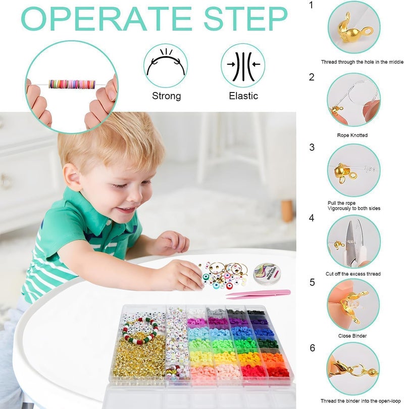Tonity Bracelet Making kit 6000 PCS Beads for Jewellery Making Jewellery Making kit Beads for Bracelet Making Bracelet Making kit for Girls and Adults - Image 5