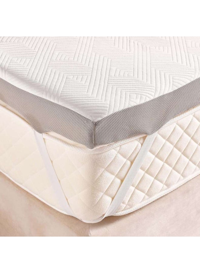 Pan Home غطاء مرتبة إضافي من رغوة الذاكرة المزدوجة - أبيض - Image 1