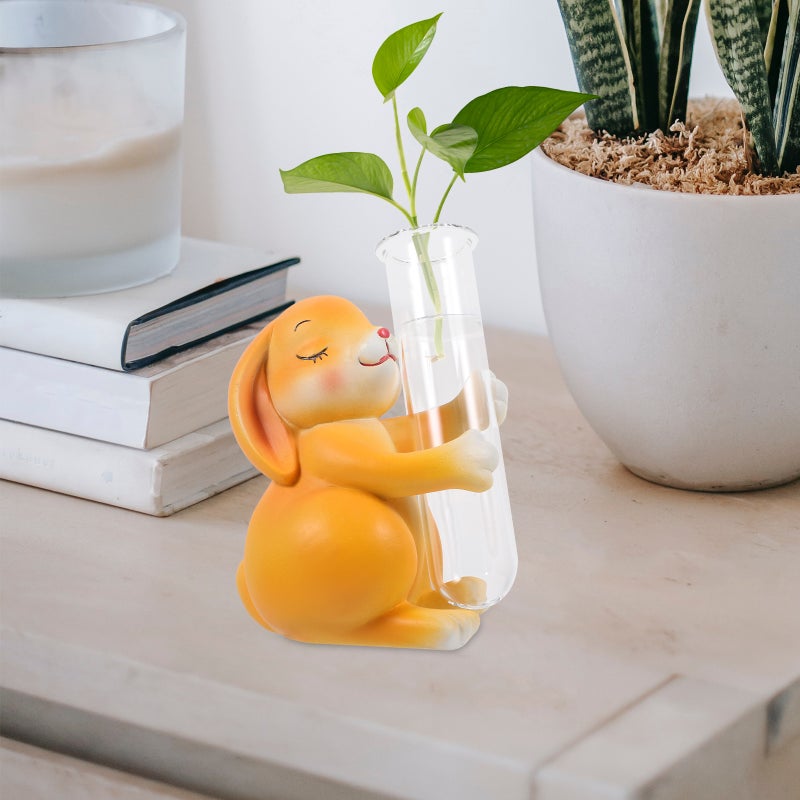 🌱 إبريق زجاجي بتصميم أنبوب إبداعي للنباتات بدون تربة مزين بتمثال حيواني - Image 2