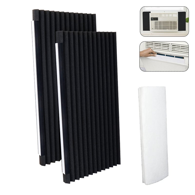 GCGOODS GCGOODS Window Air Conditioner Foam Insulating Panels with Window AC Filter 17 H x 9 W x 78 T Pack of 2 Window AC Side Insulation Panels Black 