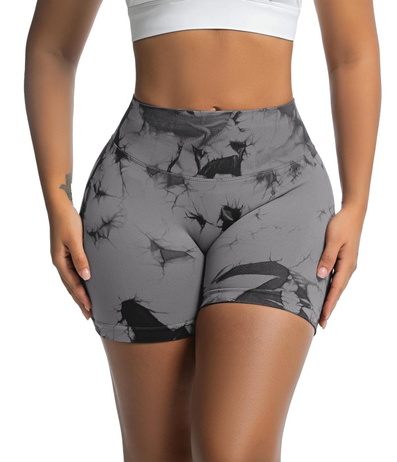 OVESPORT Seamless Workout Shorts for Women Scrunch Butt Lifting Gym Booty Biker Short Pants Grey - Image 2