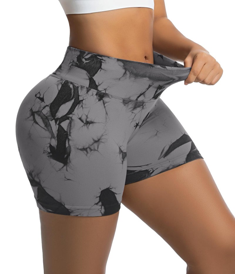 OVESPORT Seamless Workout Shorts for Women Scrunch Butt Lifting Gym Booty Biker Short Pants Grey - Image 4