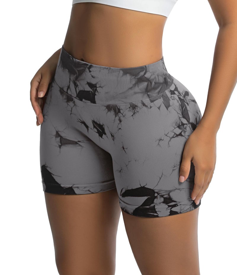 OVESPORT Seamless Workout Shorts for Women Scrunch Butt Lifting Gym Booty Biker Short Pants Grey - Image 3
