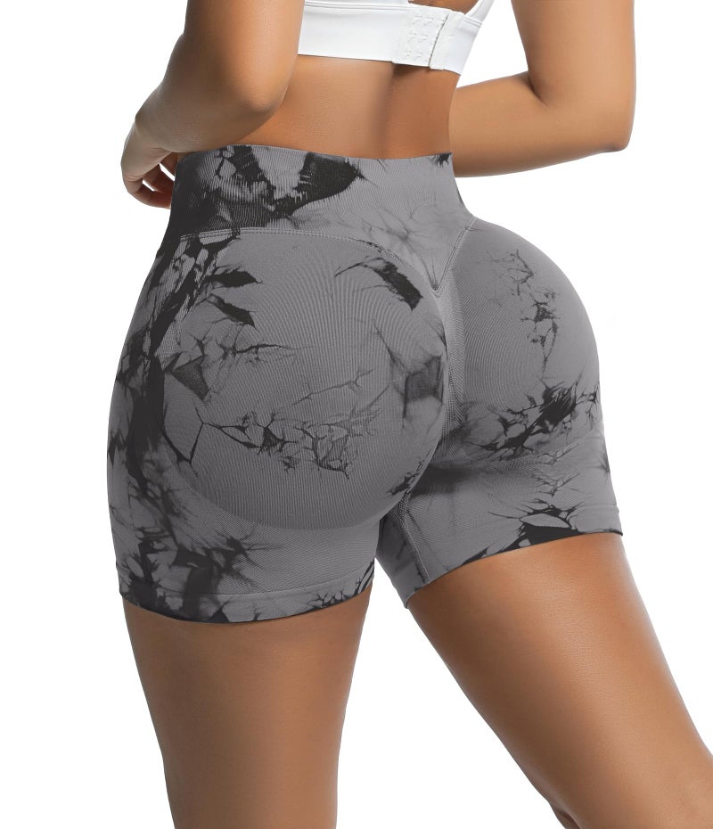 OVESPORT Seamless Workout Shorts for Women Scrunch Butt Lifting Gym Booty Biker Short Pants Grey - Image 5