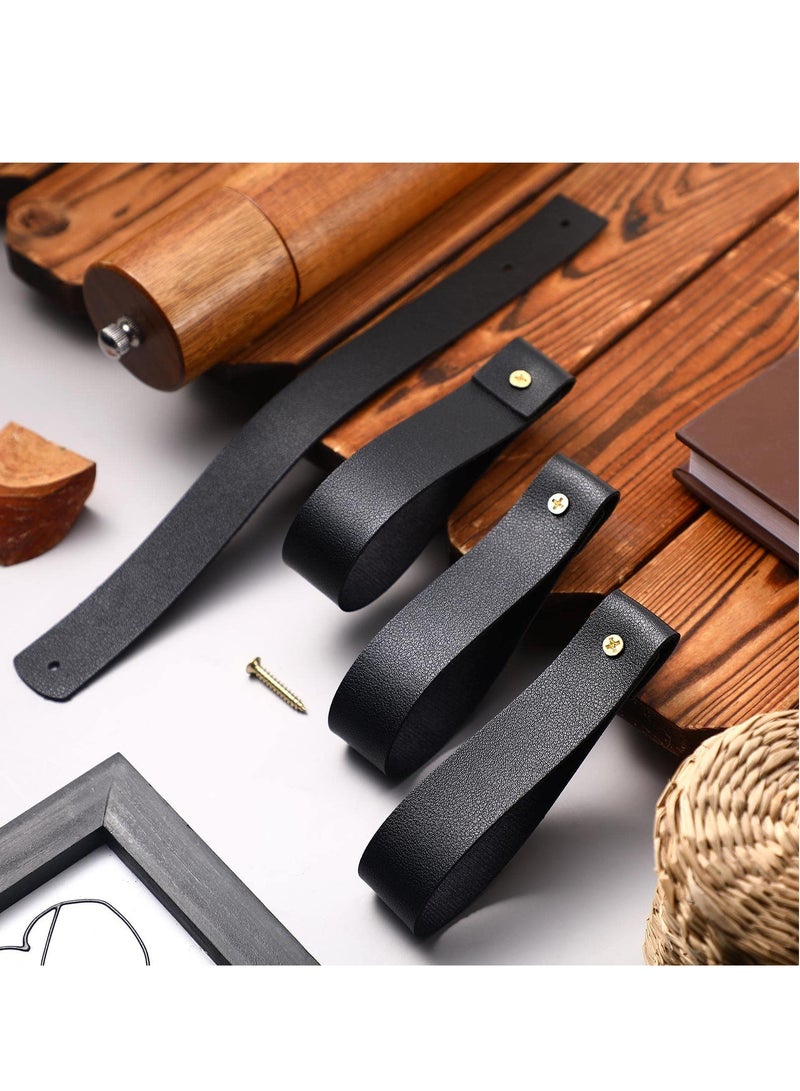 8 Pcs Artificial Leather Wall Hooks Wall Mounted PU Leather Hooks Pu Leather Curtain Rod Holder Towel Holders Leather Curtain Rod Holder for Bedroom Bathroom Kitchen Black - Image 3