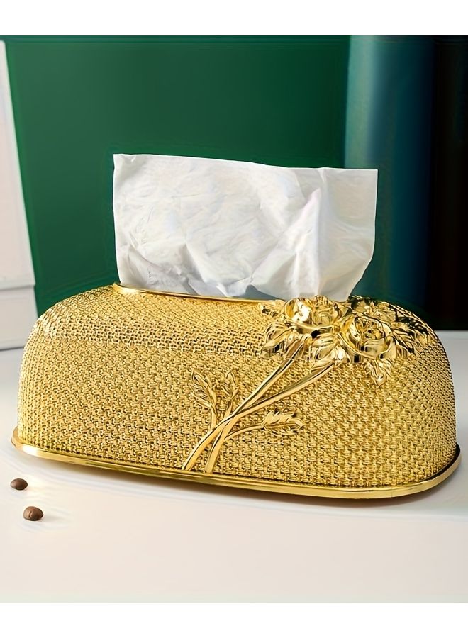 صندوق المناديل الفضي المزهر بالزهور موديل YY66 لتزيين المنزل لجميع الفصول - Image 2