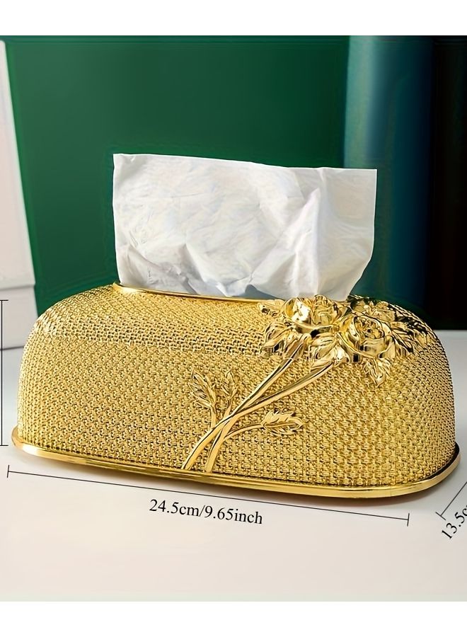 صندوق المناديل الفضي المزهر بالزهور موديل YY66 لتزيين المنزل لجميع الفصول - Image 4