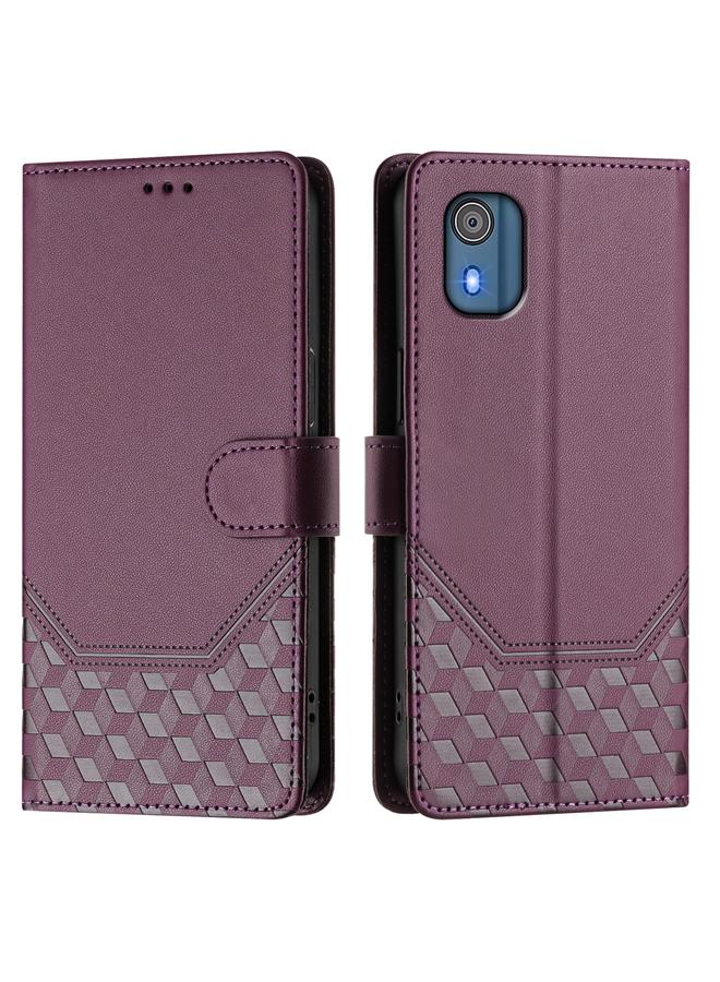 اس-توب جراب هاتف Nokia C02 المصنوع من الجلد بنقش قرص العسل بتقنية RFID - Image 2