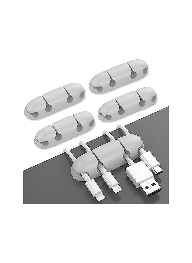 erorex Silicone Multi-Purpose Cable Clip/Organizer (5 Packs) - Grey - Image 1