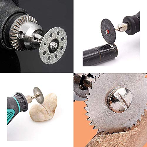 CULMKARI 60Pcs Rotary Cutting Wheels Tool Kit, Resin Cut Off Wheels Disc, Mini HSS Saw Blades Cutter, Diamond Cutting Kit with Mandrels for Wood Glass Plastic Stone Metal - Image 5