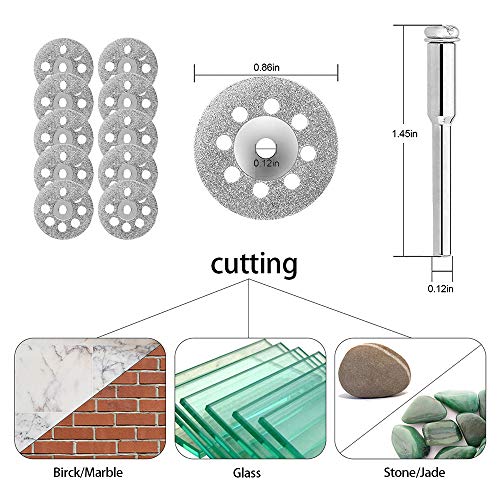 CULMKARI 60Pcs Rotary Cutting Wheels Tool Kit, Resin Cut Off Wheels Disc, Mini HSS Saw Blades Cutter, Diamond Cutting Kit with Mandrels for Wood Glass Plastic Stone Metal - Image 3