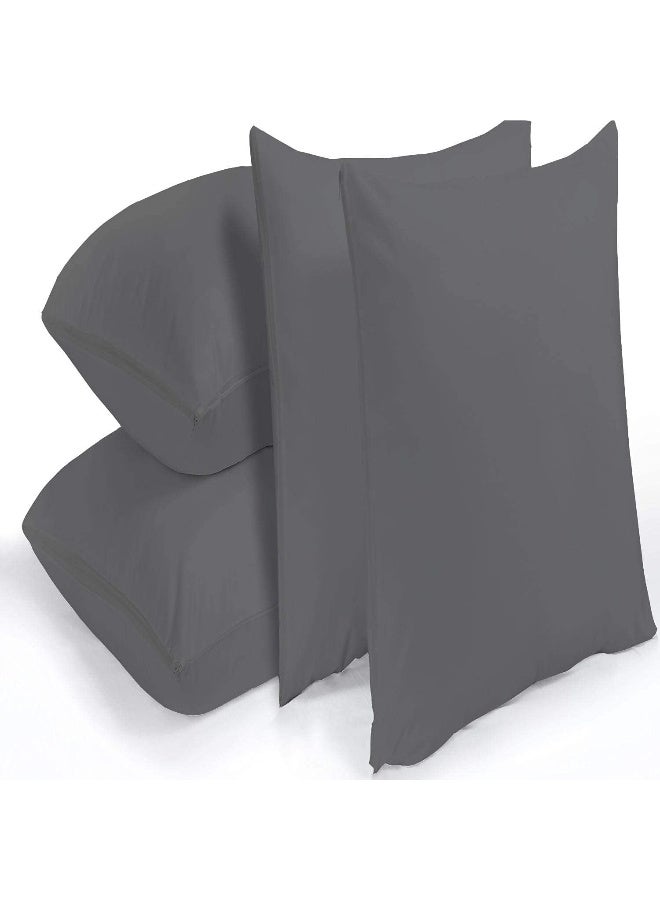 Niagara Sleep Solution 4 Pack Waterproof Pillow Protectors Standard Grey 20x26 Inches Smooth Zipper Premium Encasement Covers Quiet Cases Set 100% Liquid Protection  - Image 4