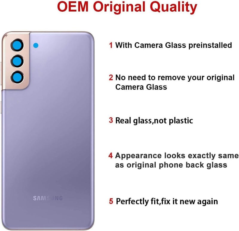 Perzework Rear Back Glass Replacement for Samsung Galaxy S21 Plus 6.7 inches 5G with Reparing Toolkit and Mamual (Phantom Violet) - Image 3