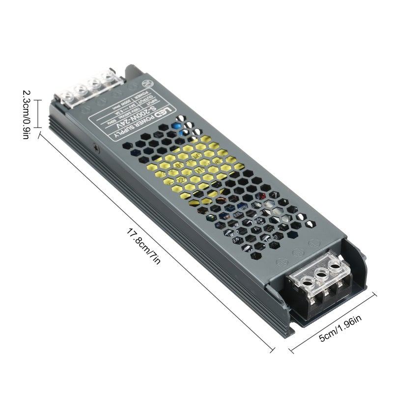 محول طاقة رفيع للغاية لمصابيح شريط LED، يحول التيار المتردد 190-240 فولت إلى تيار مستمر 24 فولت 8.3 أمبير 200 واط، مبدل طاقة للاستخدام الداخلي. - Image 2