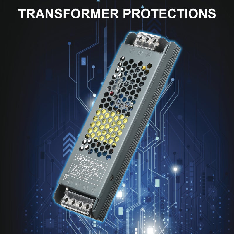 محول طاقة رفيع للغاية لمصابيح شريط LED، يحول التيار المتردد 190-240 فولت إلى تيار مستمر 24 فولت 8.3 أمبير 200 واط، مبدل طاقة للاستخدام الداخلي. - Image 3