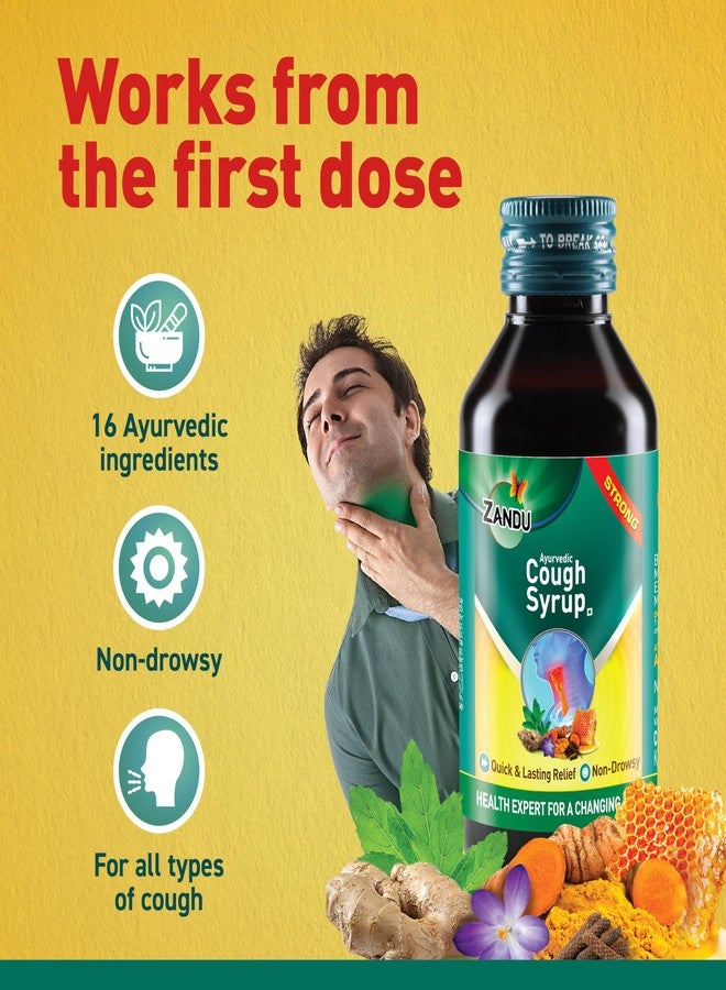 Zandu Ayurvedic Cough Syrup | With 16 Effective Ayurvedic Ingredients | Quick & Lasting Relief | Non-Drowsy | For All Types of Cough | 200 ML - Image 5