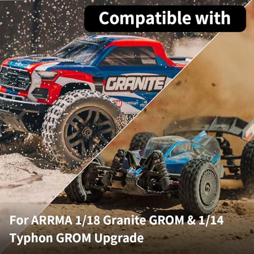 GLOBACT 26PCS Full Metal Widening Upgrade Kit 10mm Wider On Each Side for ARRMA Granite GROM Typhon GROM 114 118 RC Upgrade Parts Silver Black - Image 5