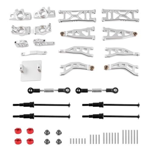 GLOBACT 26PCS Full Metal Widening Upgrade Kit 10mm Wider On Each Side for ARRMA Granite GROM Typhon GROM 114 118 RC Upgrade Parts Silver Black - Image 1