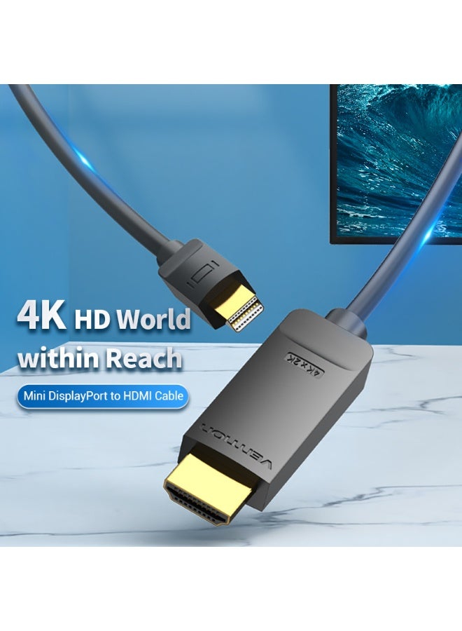 VENTION 4K Mini DisplayPort to HDMI Cable 1.5M Black Model # HAHBG - Image 2