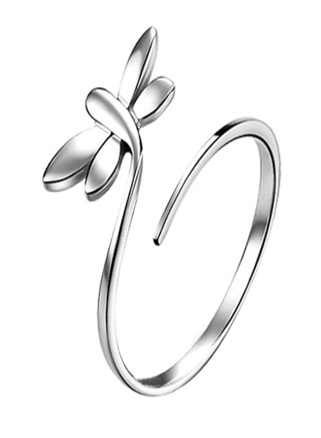 Shejuety Women's Silver Ring Adjustable Dragonfly Silver Open Band Fashionable and Cute Creative Ring Suitable for Various Festival Gifts Fashion Jewelry - Image 1