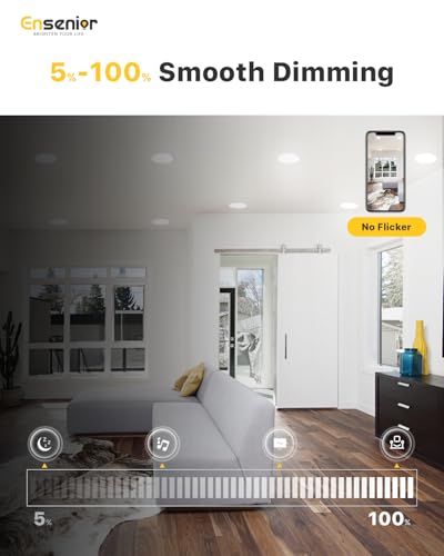 Ensenior 12 Pack 4 Inch LED Recessed Ceiling Light, Dimmable, 2700K-5000K 5CCT, 750LM 9W 120V, High Brightness Canless Wafer Downlight - ETL&FCC&IC - Image 5