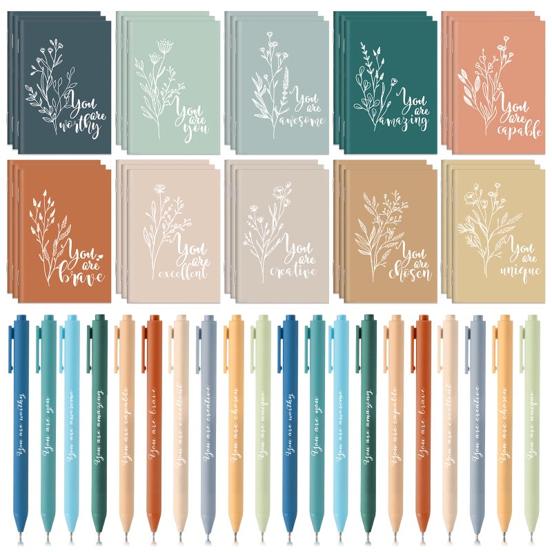 Affrolling 60 Pcs Inspirational Notebooks Motivational Mini Notepads with Pen Bulk Aesthetic International Women's Day Gift for Social Worker Employee Office Staff Team Teacher Nurse (Bright Colors) - Image 1