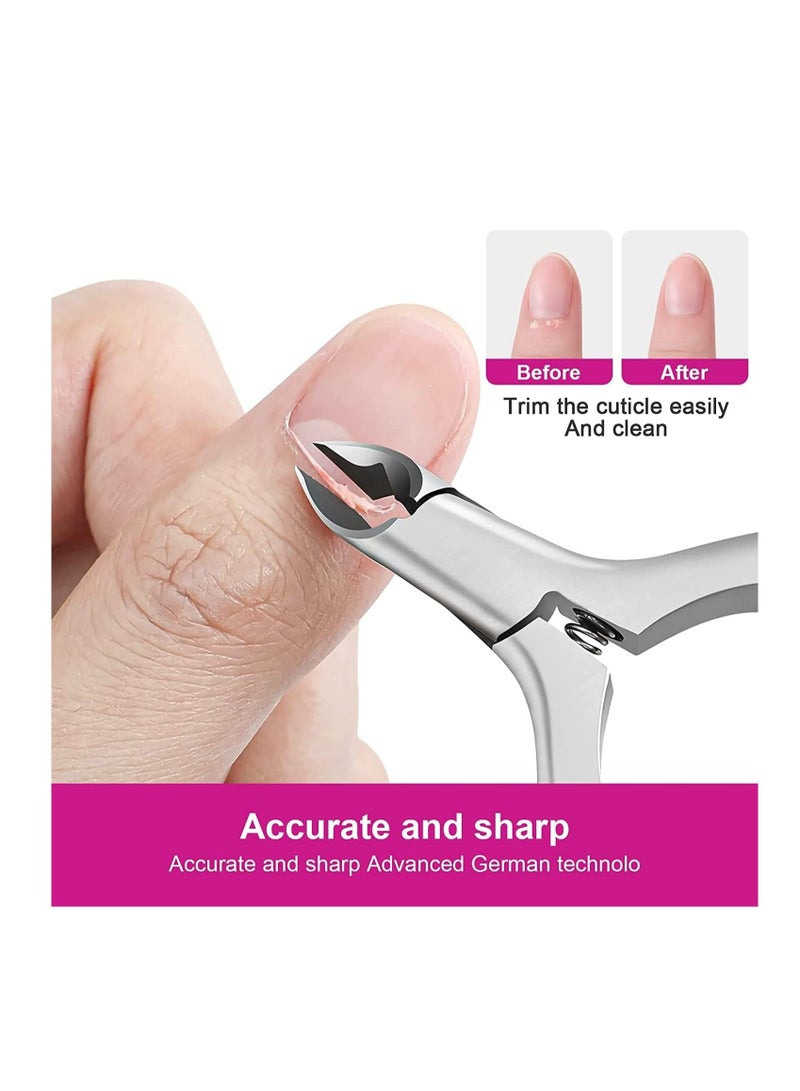 SYOSI Professional Cuticle Trimmer Remover Tools, Nonslip Silicone Handle Stainless Steel Alicates Para Manicura Profesional for Dry Skin Rose - Image 2