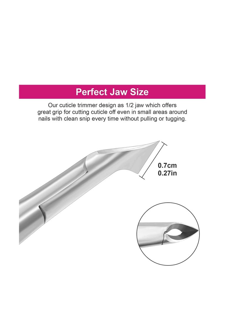 SYOSI Professional Cuticle Trimmer Remover Tools, Nonslip Silicone Handle Stainless Steel Alicates Para Manicura Profesional for Dry Skin Rose - Image 5