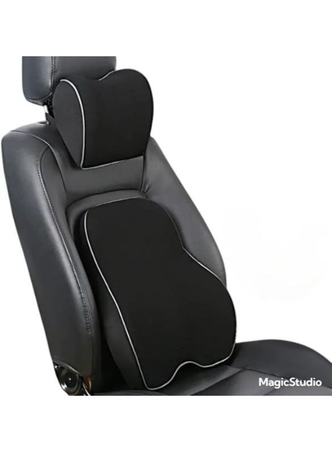 Ergonomic Orthopedic Support Set with Contoured Lumbar Backrest and Matching Neck Cushion | Premium High Density Foam Alignment Travel Kit for Driving and Office Chair - Image 1