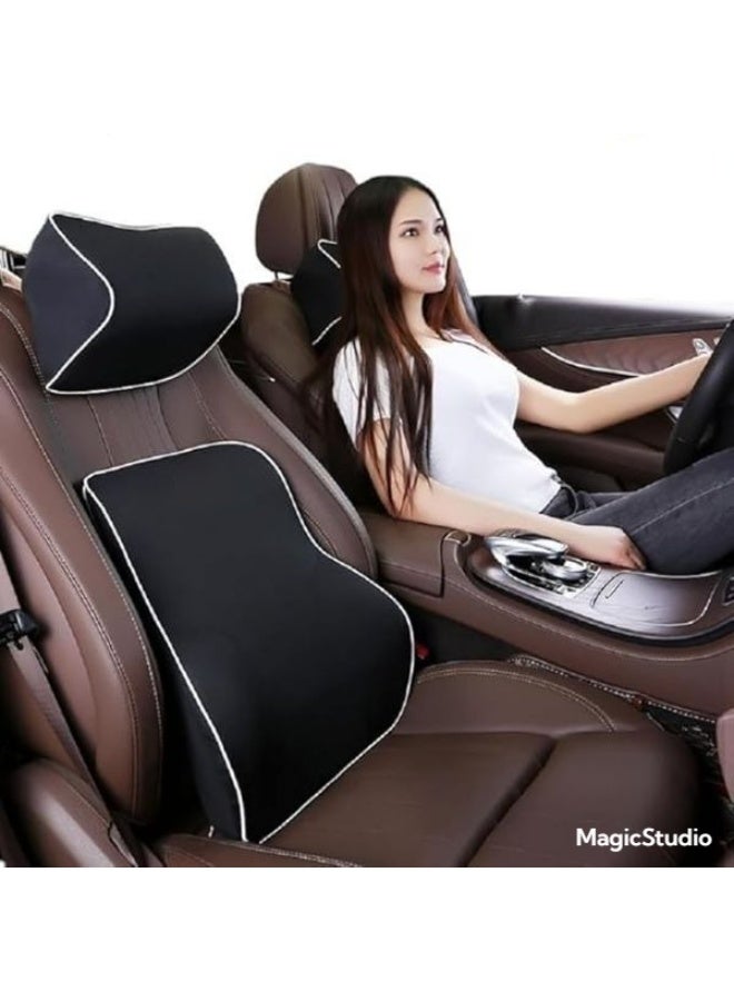 Ergonomic Orthopedic Support Set with Contoured Lumbar Backrest and Matching Neck Cushion | Premium High Density Foam Alignment Travel Kit for Driving and Office Chair - Image 2