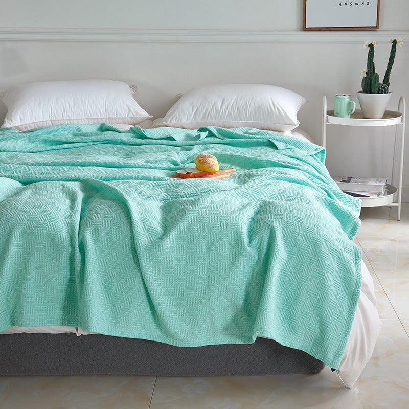 Cotton Gauze Knitted Blanket Towel Quilt Houndstooth Double-Layer Towel Quilt Nap Double Sofa Air-Conditioning Blanket Pure Cotton - Image 1
