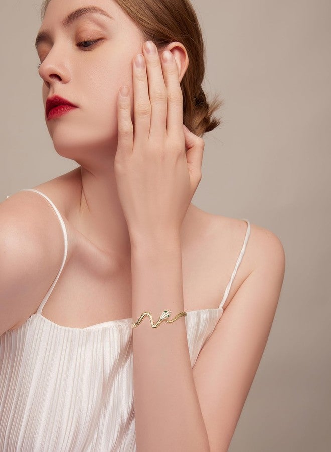 WOSTU Snake Open Cuff Bracelet Gold Adjustable Serpent Cubic Zircon Eyes Wrist Bangle Bracelets for Women Protective Animal Gothic Jewelry - Image 4
