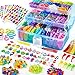 INSCRAFT 17500 Rubber Loom Bands with 3 Layer Blue Container 28 Colors 600 SClips 352 Beads 40 Cartoon Pendant Bracelet Making Refill Kit for Kids - Image 3