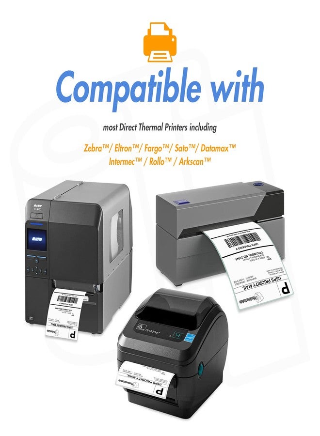 OfficeSmartLabels 2.25" x 3" Direct Thermal Label - Compatible with Rollo Label Printer & Zebra Desktop Printers – 1” Core, Postage UPC Barcode Address Shipping Sticker, Adhesive & Perforated - 4 Rolls, 500/Roll - Image 3