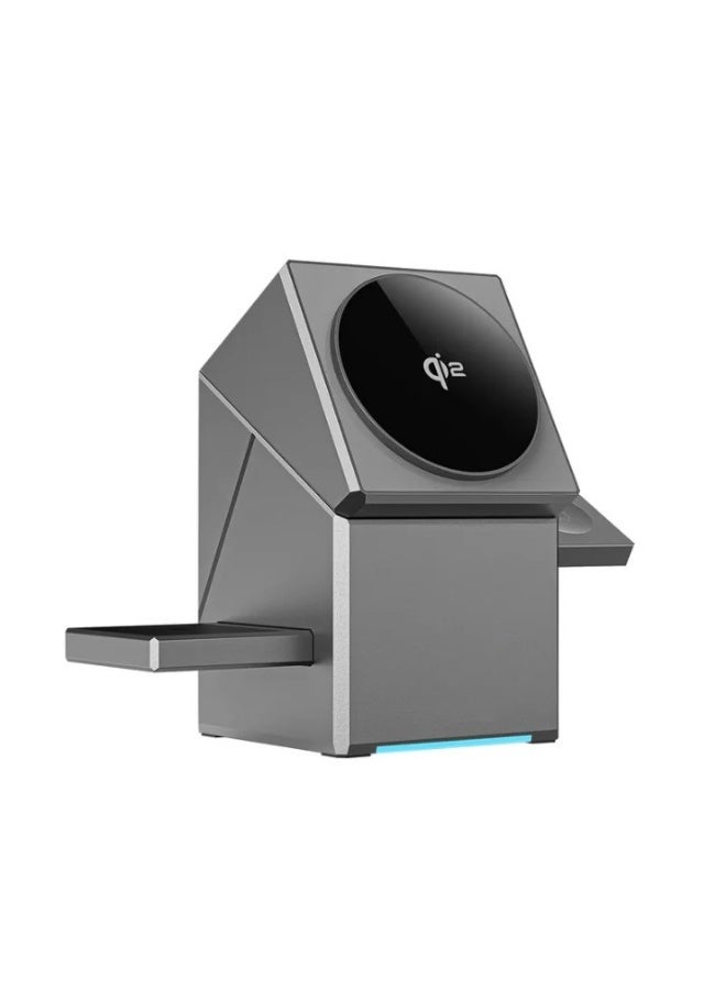 شاحن لاسلكي مغناطيسي Legend Pro 3 في 1 محطة شحن سريعة للهاتف والساعات وسماعات الأذن تصميم دوار تلقائي وقابل للظهور - Image 3