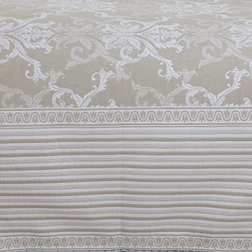 Victor King Size Light Weight Super Soft Easy Care Necklace Pattern & 4 Sided Border Bedsheet/Bed Cover with 2 Pillow Covers (91X106 Inch, Cream Beige) - Image 5