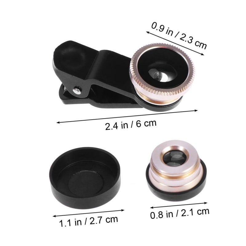 Golden 3 in 1 Clip On Camera Lens Kit for Smartphones Fisheye Wide Angle Macro Photography Video - Image 3