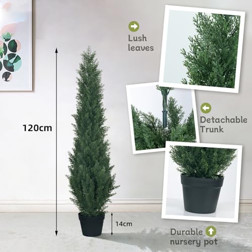 HAIHONG 4ft Artificial Cedar Topiary Trees - Fake Boxwood Topiary Cypress Trees Potted Plants, Artificial Plants Shrubs for Home Indoor Outdoor Garden Porch Decor - Image 3