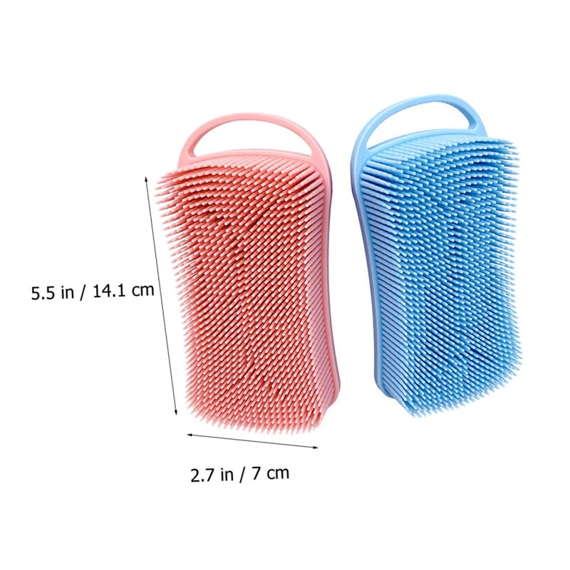 Soft Exfoliating Silicone Bath Brush Set For Body And Scalp With Hook 2 Pieces - Image 3