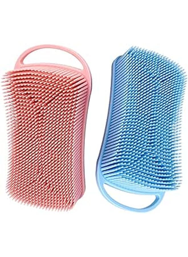 Soft Exfoliating Silicone Bath Brush Set For Body And Scalp With Hook 2 Pieces - Image 1