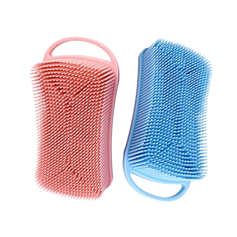 Soft Exfoliating Silicone Bath Brush Set For Body And Scalp With Hook 2 Pieces - Image 2