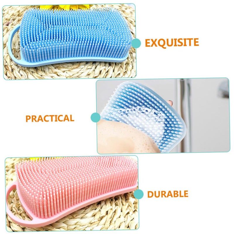 Soft Exfoliating Silicone Bath Brush Set For Body And Scalp With Hook 2 Pieces - Image 4