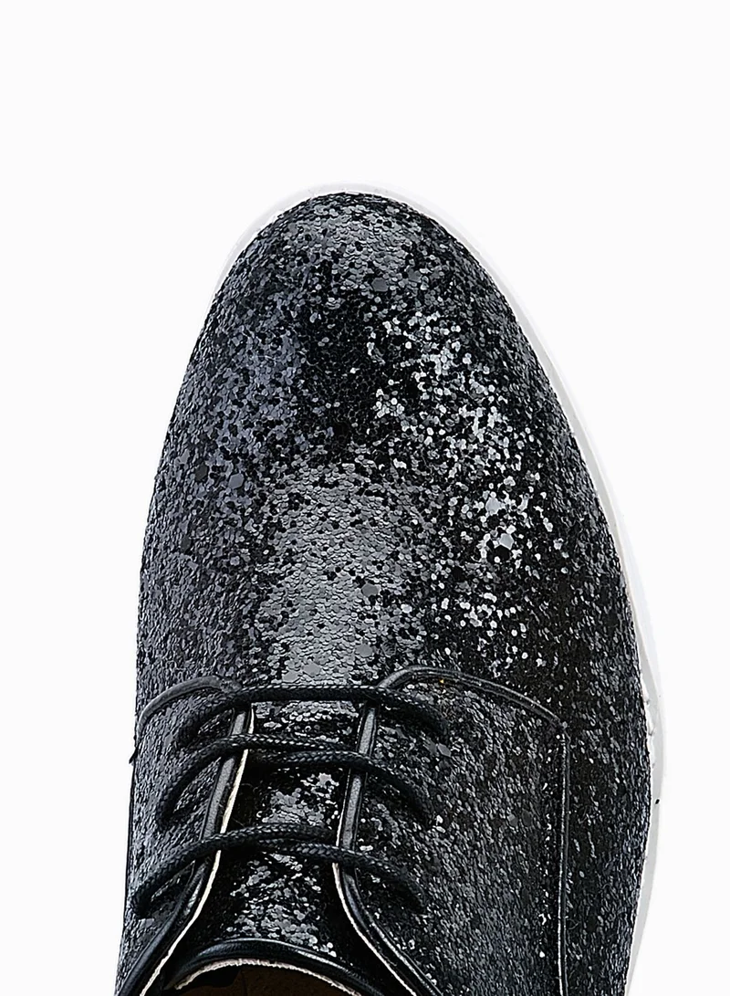 TOPSHOP FLASH Glitter Lace Up Shoes