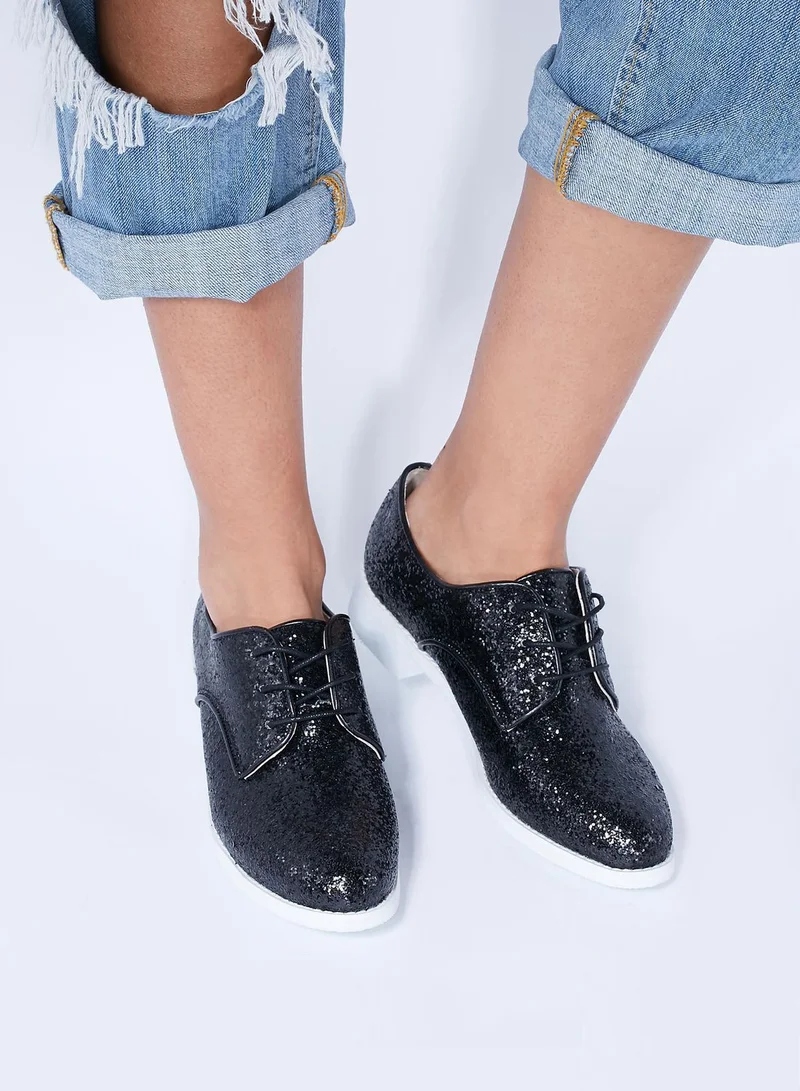 TOPSHOP FLASH Glitter Lace Up Shoes