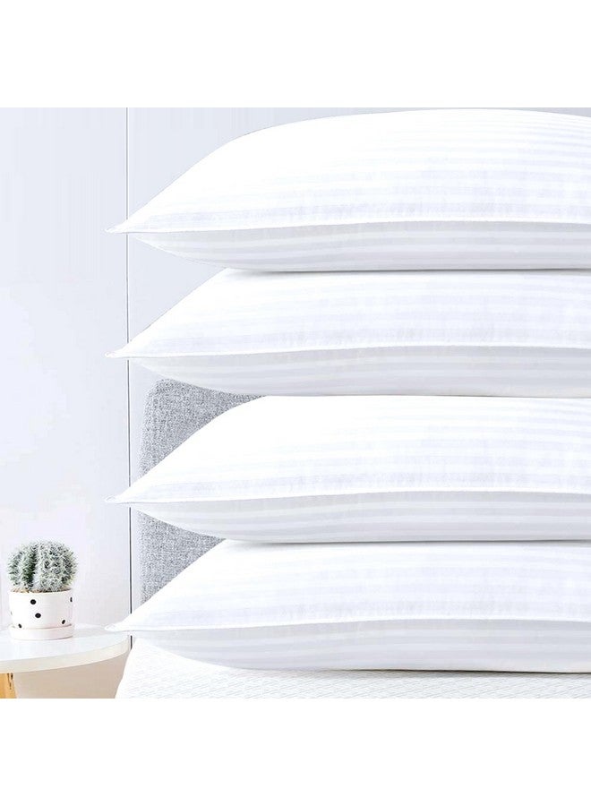 AJISH Hotel Collection Bed Pillows for Sleeping 4 Pack Queen Size 20 X 30 Inch, Unique Striped White Pillows, Super Soft Microfiber Filled Pillows, All Night Comfort Sleep, Home Decor - Image 1