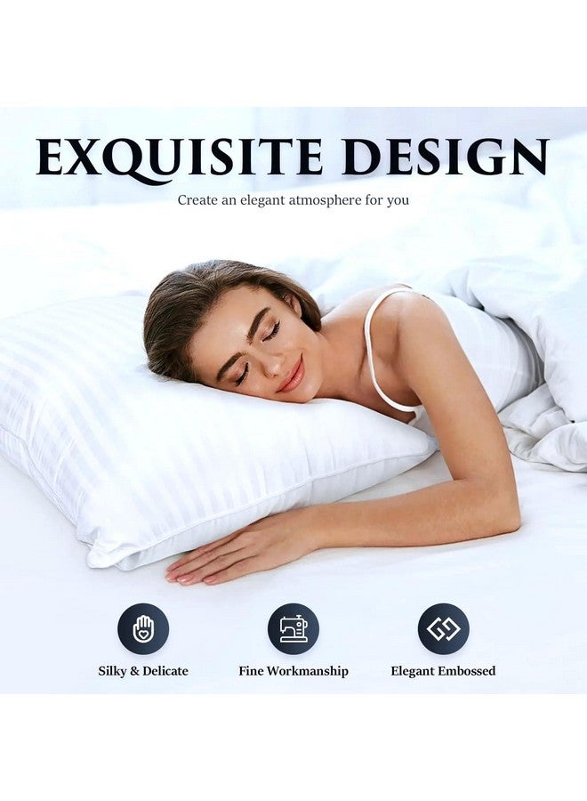 AJISH Hotel Collection Bed Pillows for Sleeping 4 Pack Queen Size 20 X 30 Inch, Unique Striped White Pillows, Super Soft Microfiber Filled Pillows, All Night Comfort Sleep, Home Decor - Image 5