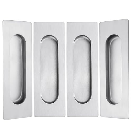 Malimali 4.72 Inch Recessed Finger Flush Pulls for Kitchen Cabinet Door, Sliding Closet Door Pulls Brushed Stainless Steel (4 Pack) - Image 1