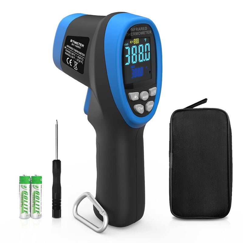 BTMETER BT-1500C Pyrometer Non Contact Laser Infrared Thermometer Measures -58℉ to 2732℉ (-50℃ ~ 1500℃) High Temp, IR Temperature Gauge with Color LCD (NOT for Human Temp) - Image 1
