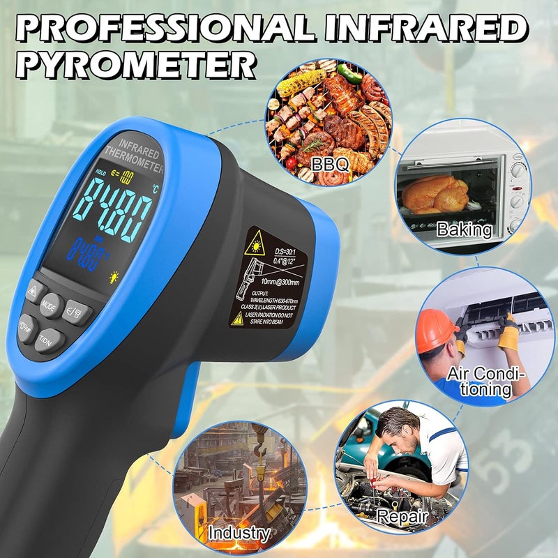 BTMETER BT-1500C Pyrometer Non Contact Laser Infrared Thermometer Measures -58℉ to 2732℉ (-50℃ ~ 1500℃) High Temp, IR Temperature Gauge with Color LCD (NOT for Human Temp) - Image 4