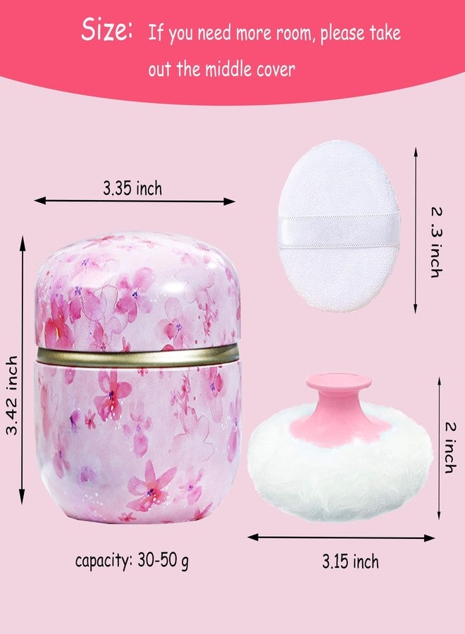 Qopoto Body Powder Puff and Container for Dusting Powder, Women Powder Puff and Powder Case for Bath and Travel (Sakura) - Image 2